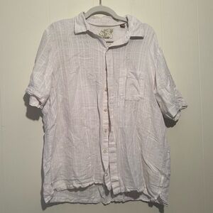 Tasso Elba Island White Linen Cotton Tropical Shirt Size Large